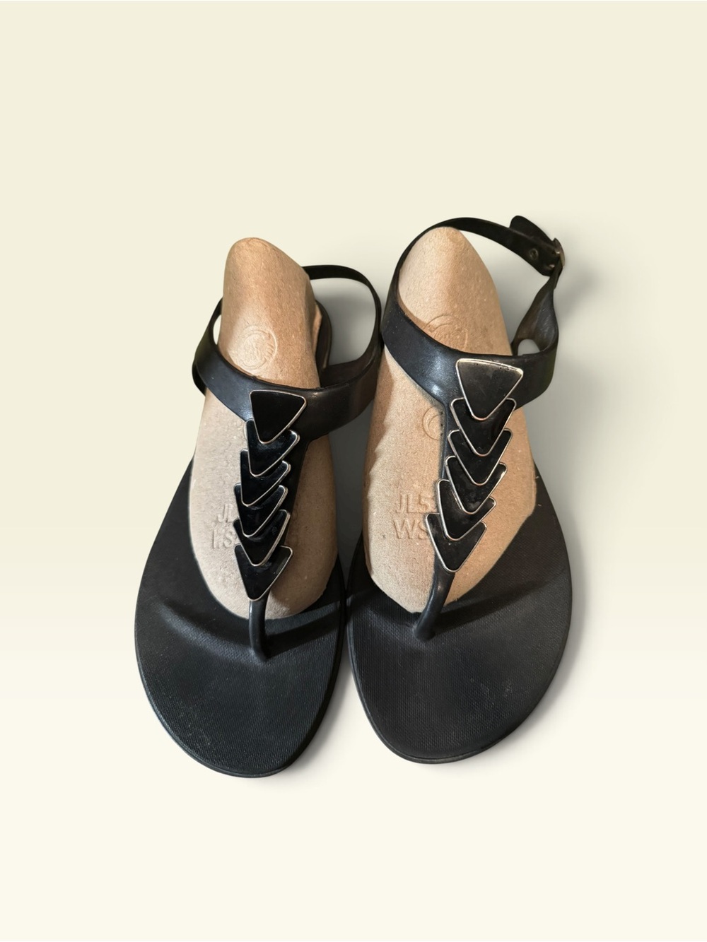 Black Rubber Women’s T-Strap Sandals